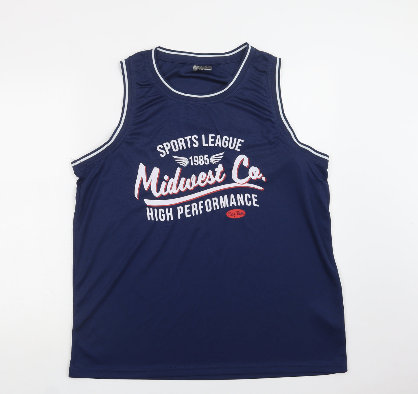 Alphar One Mens Blue  Polyester Jersey Tank Size 2XL Crew Neck