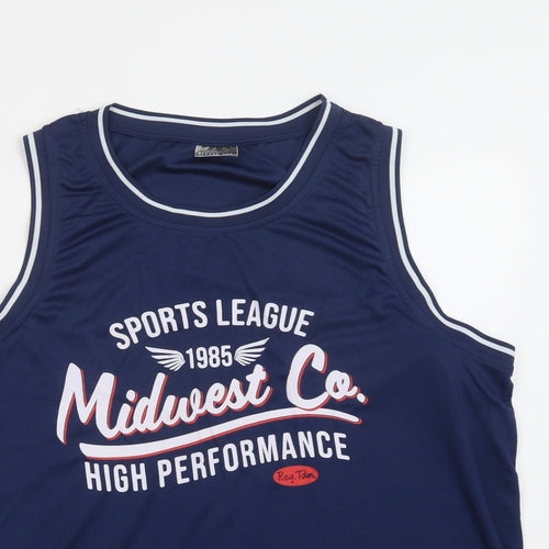 Alphar One Mens Blue  Polyester Jersey Tank Size 2XL Crew Neck