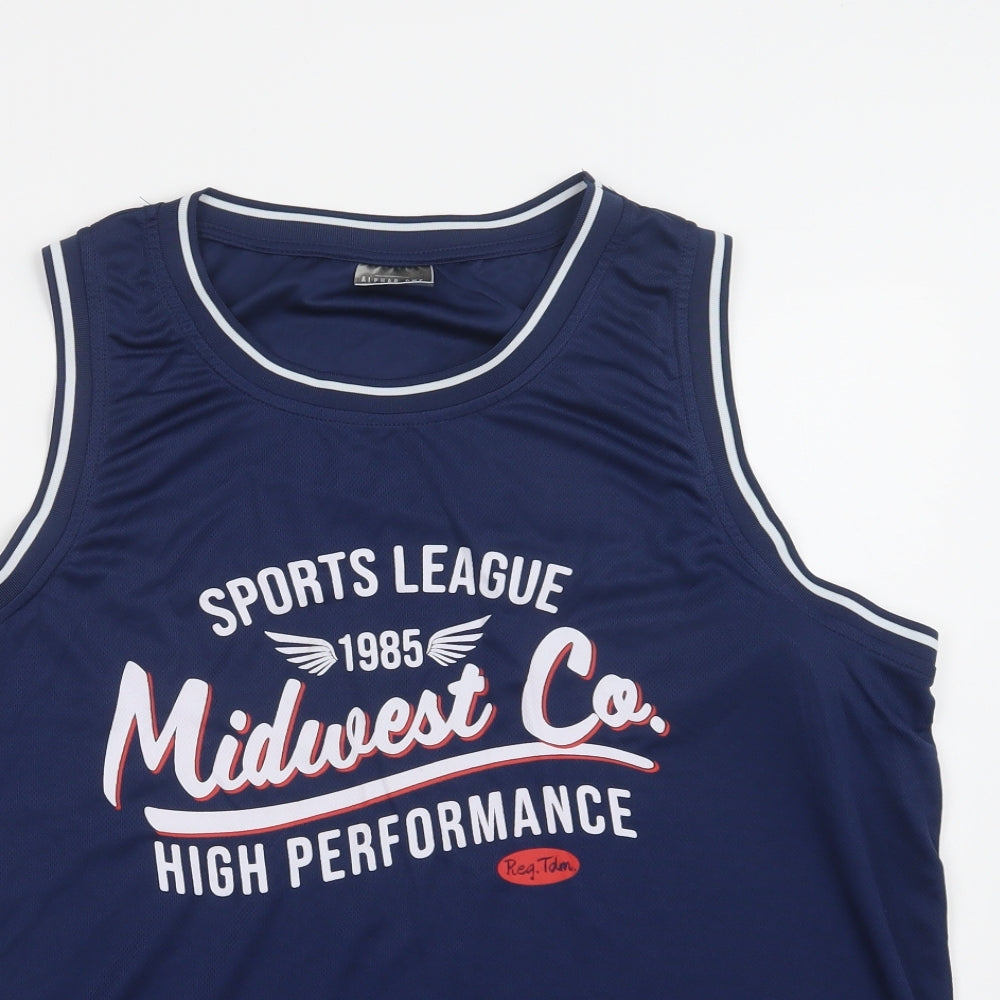 Alphar One Mens Blue  Polyester Jersey Tank Size 2XL Crew Neck