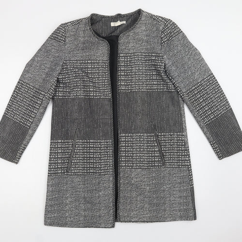 H&M Womens Grey Geometric  Overcoat Coat Size 12
