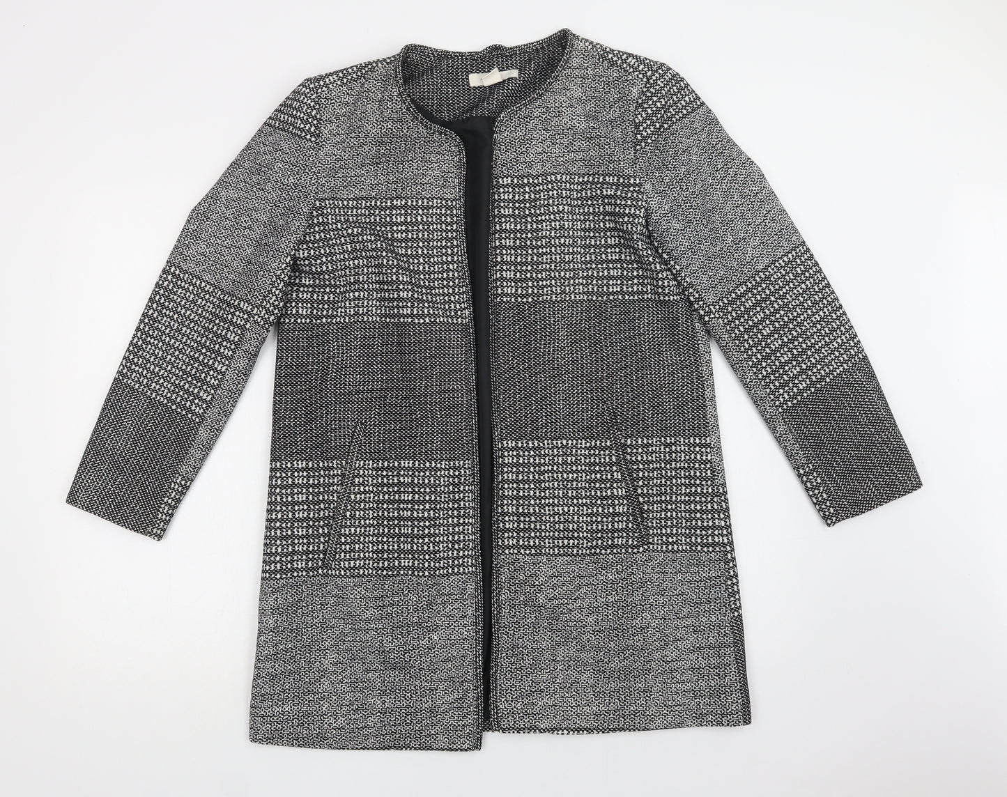 H&M Womens Grey Geometric  Overcoat Coat Size 12