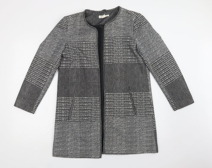 H&M Womens Grey Geometric  Overcoat Coat Size 12