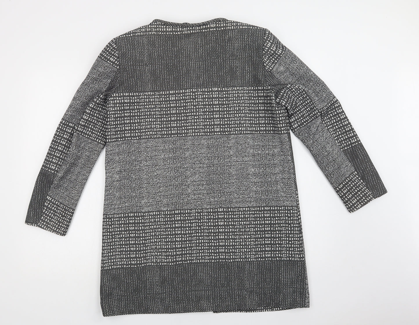 H&M Womens Grey Geometric  Overcoat Coat Size 12