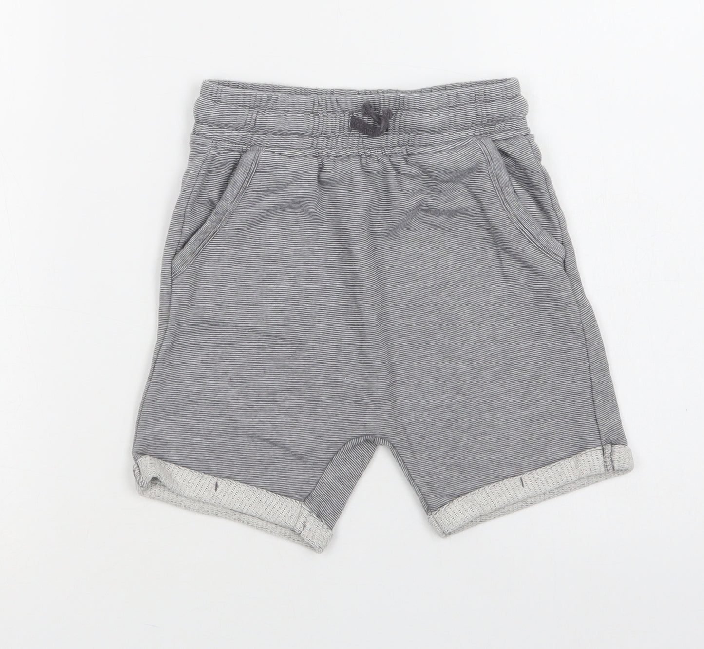 George Boys Green Striped Cotton Sweat Shorts Size 5-6 Years  Regular Drawstring
