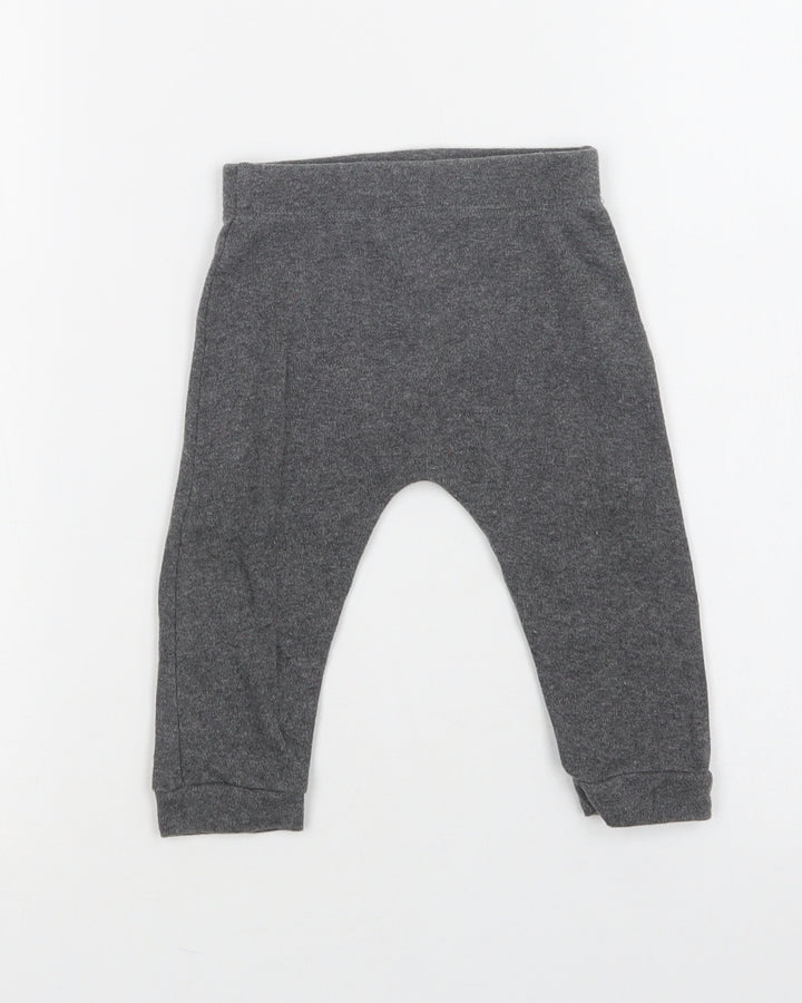 F&F Baby Grey Cotton Jogger Trousers Size 9-12 Months