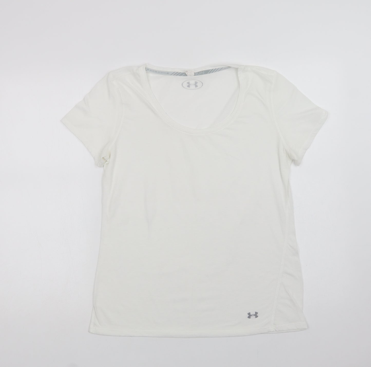 Under armour Womens White  Polyester Basic T-Shirt Size M Scoop Neck