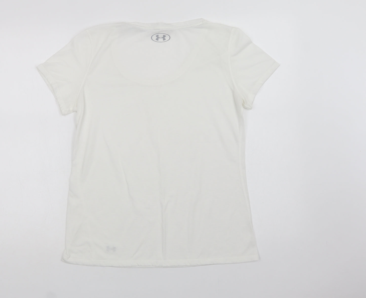 Under armour Womens White  Polyester Basic T-Shirt Size M Scoop Neck