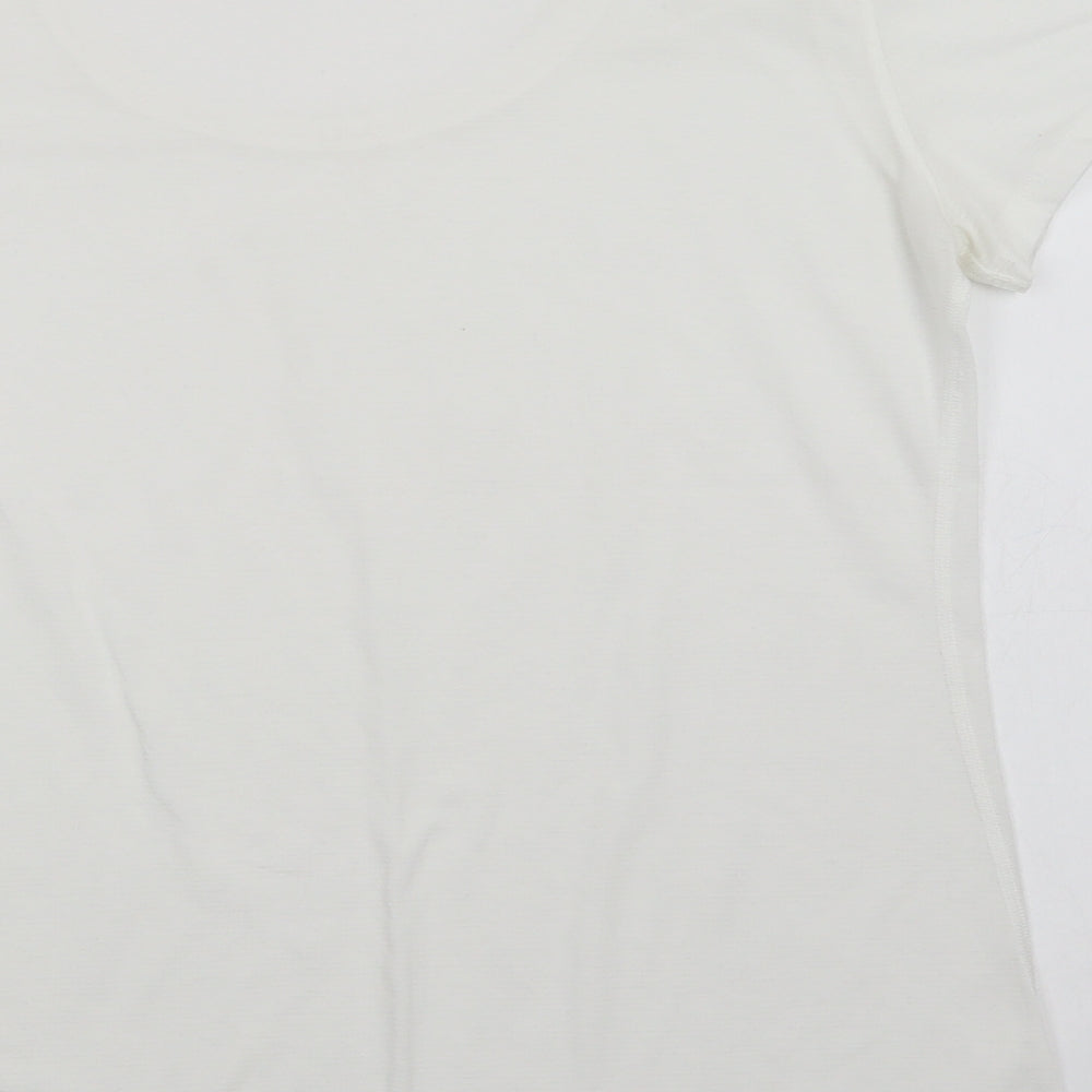 Under armour Womens White  Polyester Basic T-Shirt Size M Scoop Neck