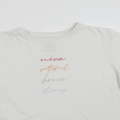 Primark Womens White  Cotton Basic T-Shirt Size M Crew Neck - Nice