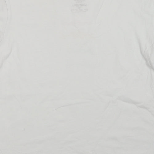 Primark Womens White  Cotton Basic T-Shirt Size M Crew Neck - Nice