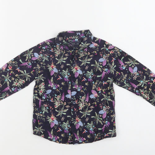 NEXT Baby Purple Floral Cotton Basic Button-Up Size 9-12 Months Collared Button