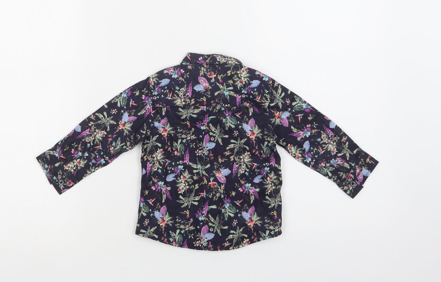 NEXT Baby Purple Floral Cotton Basic Button-Up Size 9-12 Months Collared Button