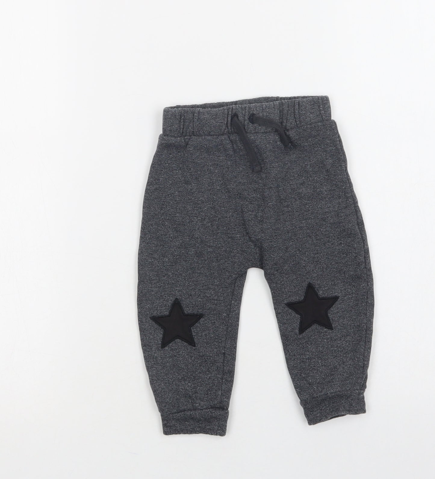 TU Baby Grey  Cotton Jogger Trousers Size 9-12 Months  Drawstring - Star