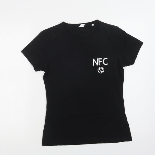 Skinnifit Womens Black  Cotton Basic T-Shirt Size M Crew Neck - NFC