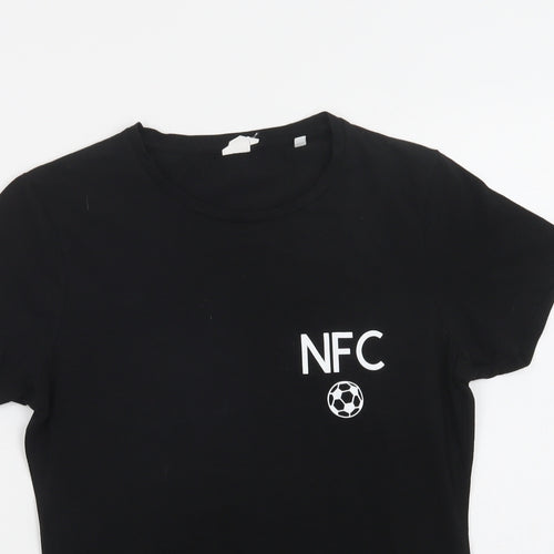 Skinnifit Womens Black  Cotton Basic T-Shirt Size M Crew Neck - NFC