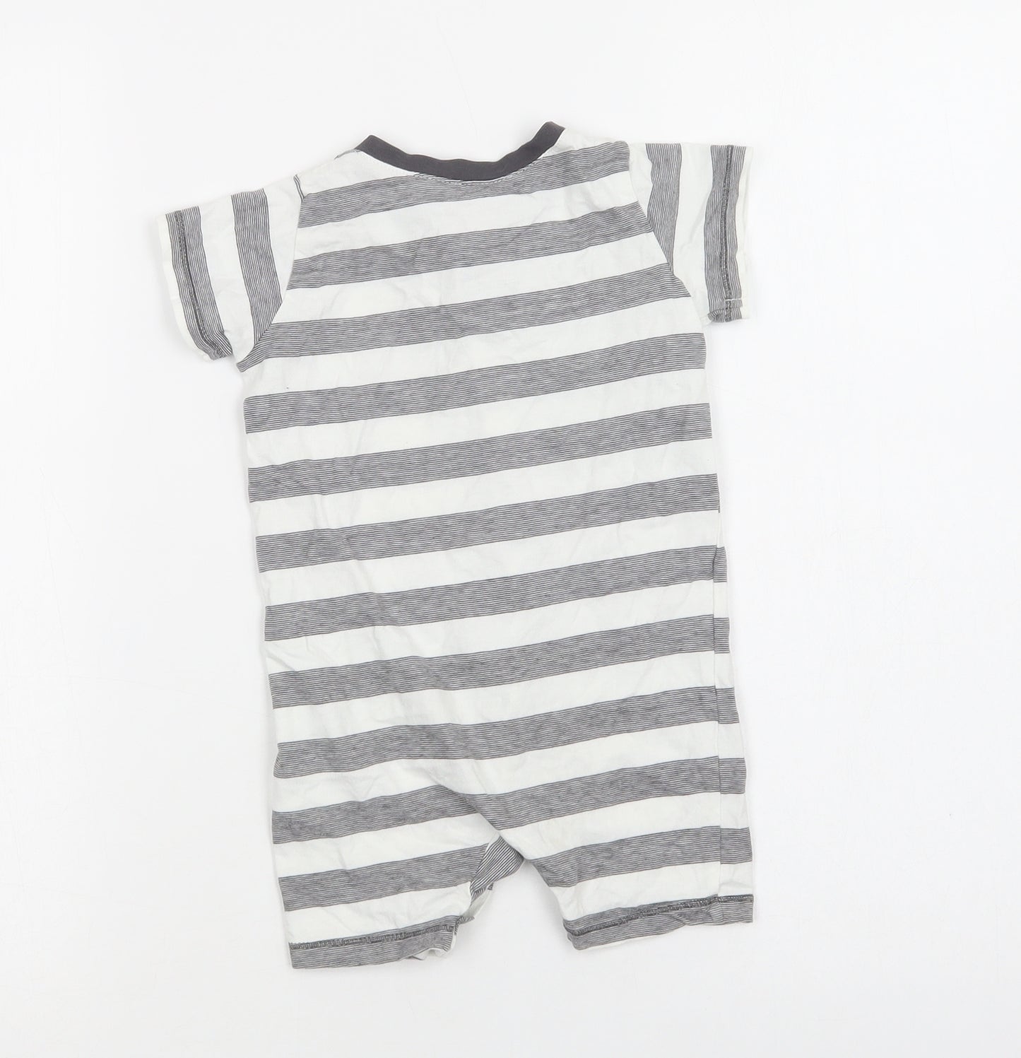 H&M Baby Grey Striped Cotton Romper One-Piece Size 9-12 Months  Snap