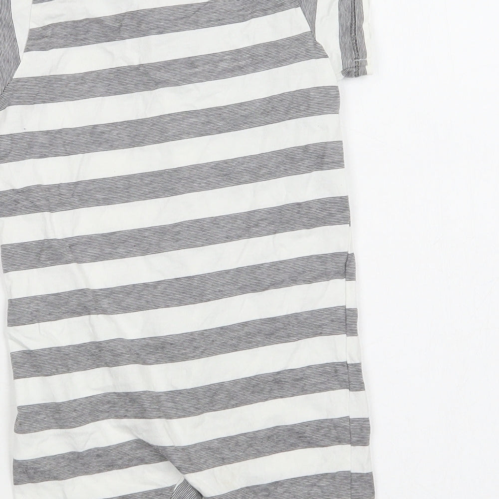 H&M Baby Grey Striped Cotton Romper One-Piece Size 9-12 Months  Snap