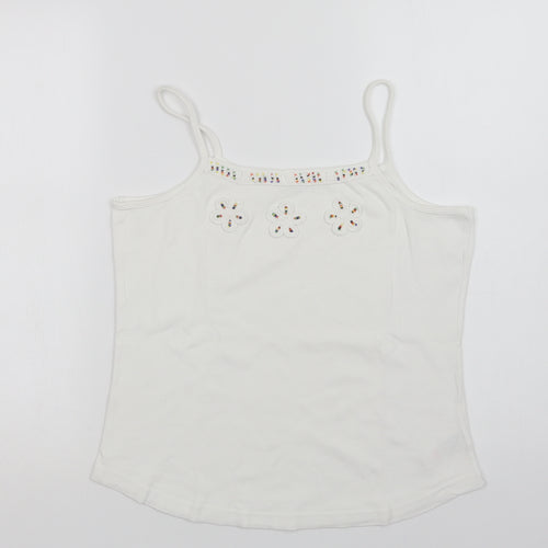 Dunnes Stores Womens White  Cotton Basic Tank Size 18 Square Neck