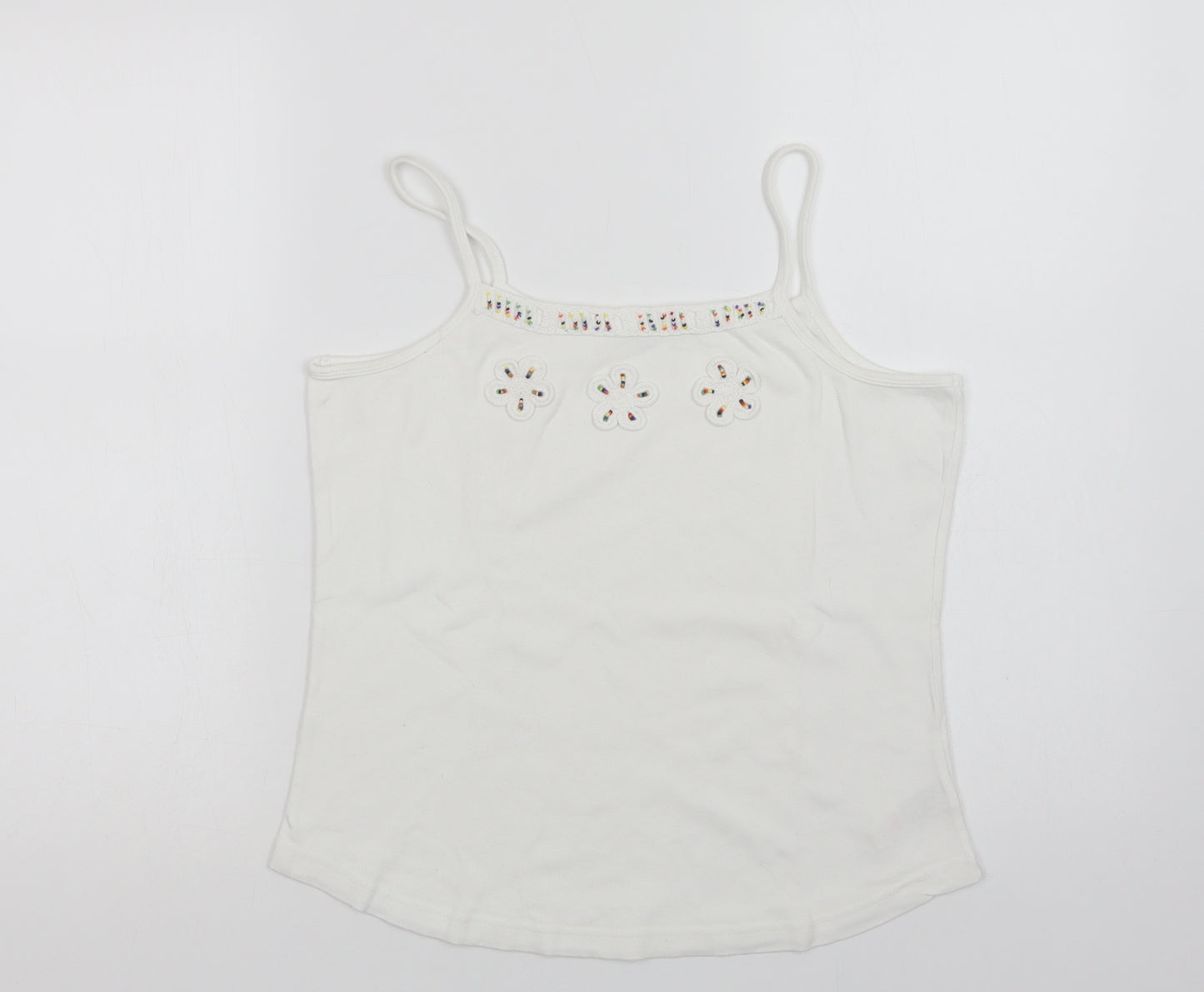 Dunnes Stores Womens White  Cotton Basic Tank Size 18 Square Neck