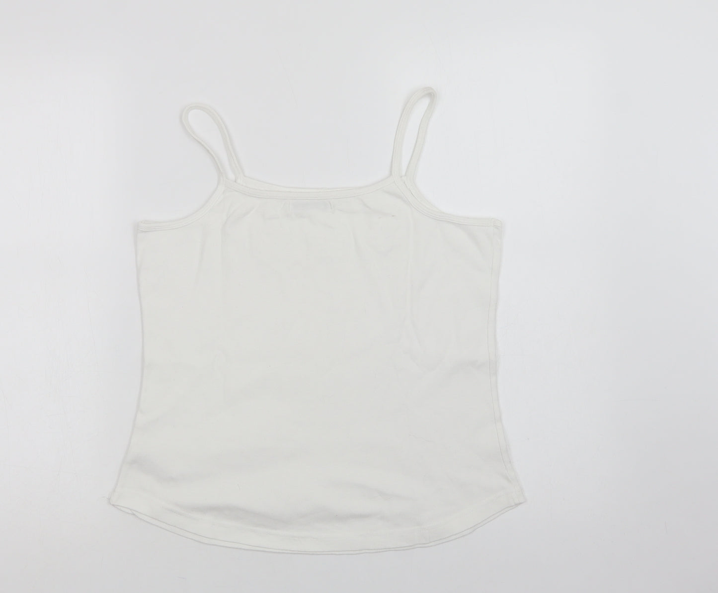 Dunnes Stores Womens White  Cotton Basic Tank Size 18 Square Neck