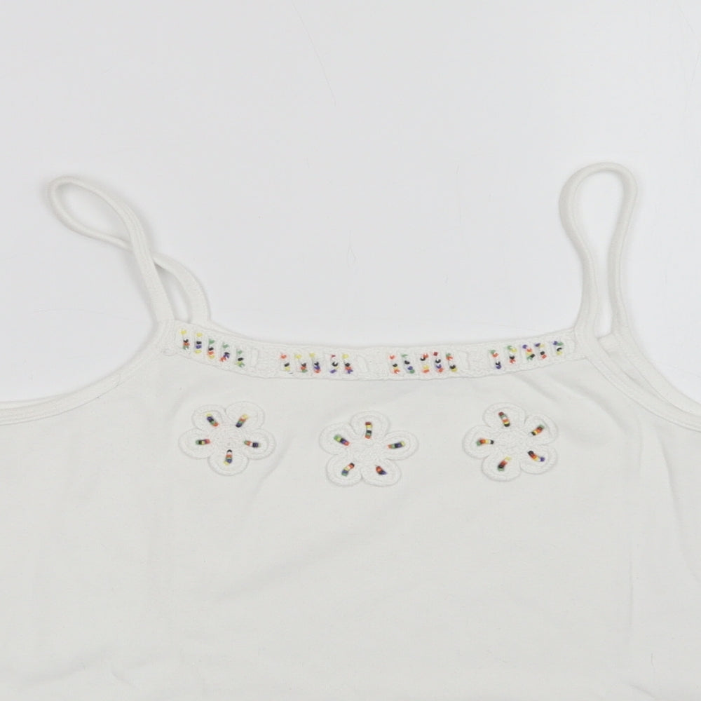 Dunnes Stores Womens White  Cotton Basic Tank Size 18 Square Neck