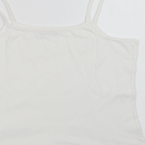 Dunnes Stores Womens White  Cotton Basic Tank Size 18 Square Neck