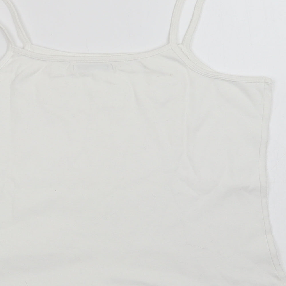 Dunnes Stores Womens White  Cotton Basic Tank Size 18 Square Neck
