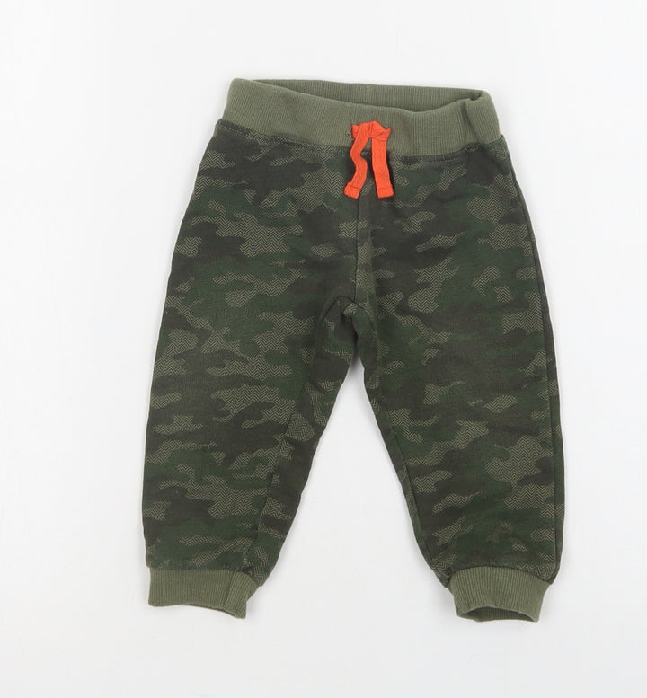 Little Rebels Baby Green Camouflage Cotton Jogger Trousers Size 12 Months Drawstring