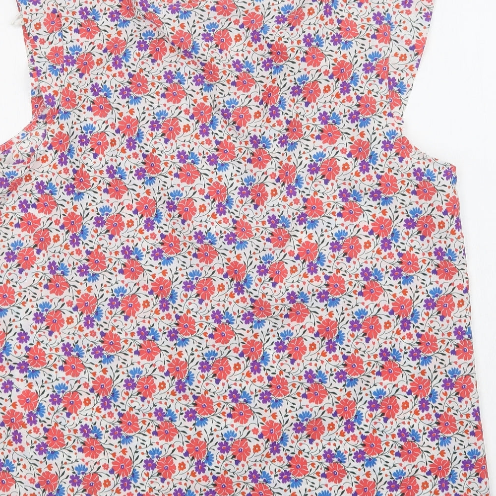 Peacocks Womens Red Floral Polyester Basic Blouse Size 14 Round Neck