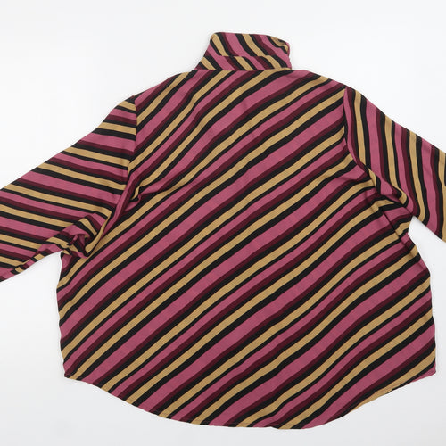 VERO MODA Womens Purple Striped Polyester Basic Blouse Size S Collared