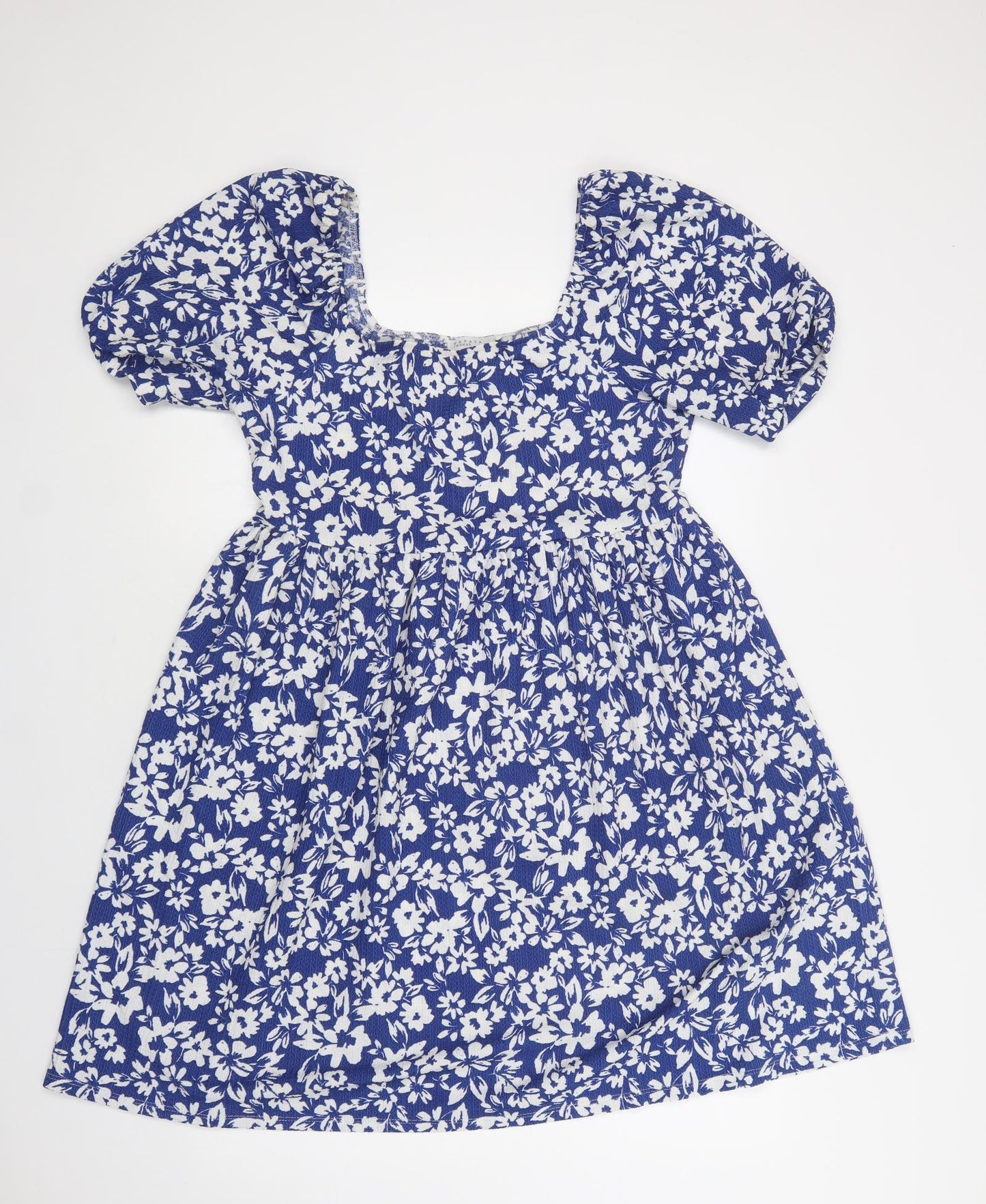 Papaya Womens Blue Floral Polyester A-Line  Size 10  Square Neck