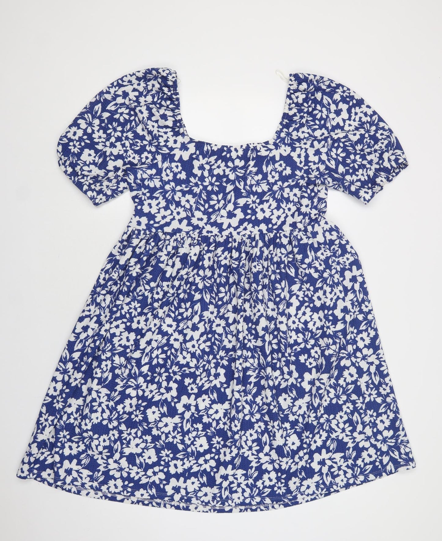 Papaya Womens Blue Floral Polyester A-Line  Size 10  Square Neck