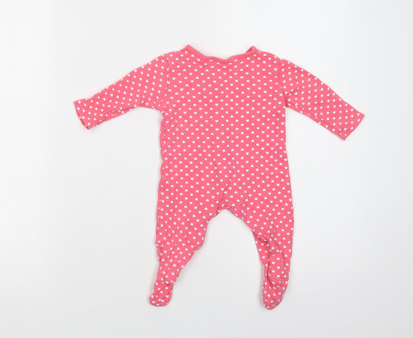 Primark Baby Pink Geometric Cotton Babygrow One-Piece Size 3-6 Months  Snap - Heart Print