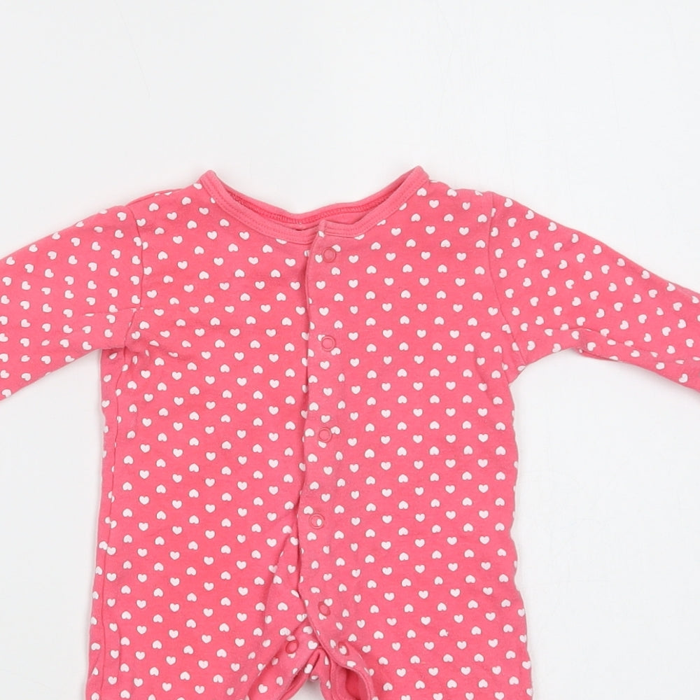 Primark Baby Pink Geometric Cotton Babygrow One-Piece Size 3-6 Months  Snap - Heart Print