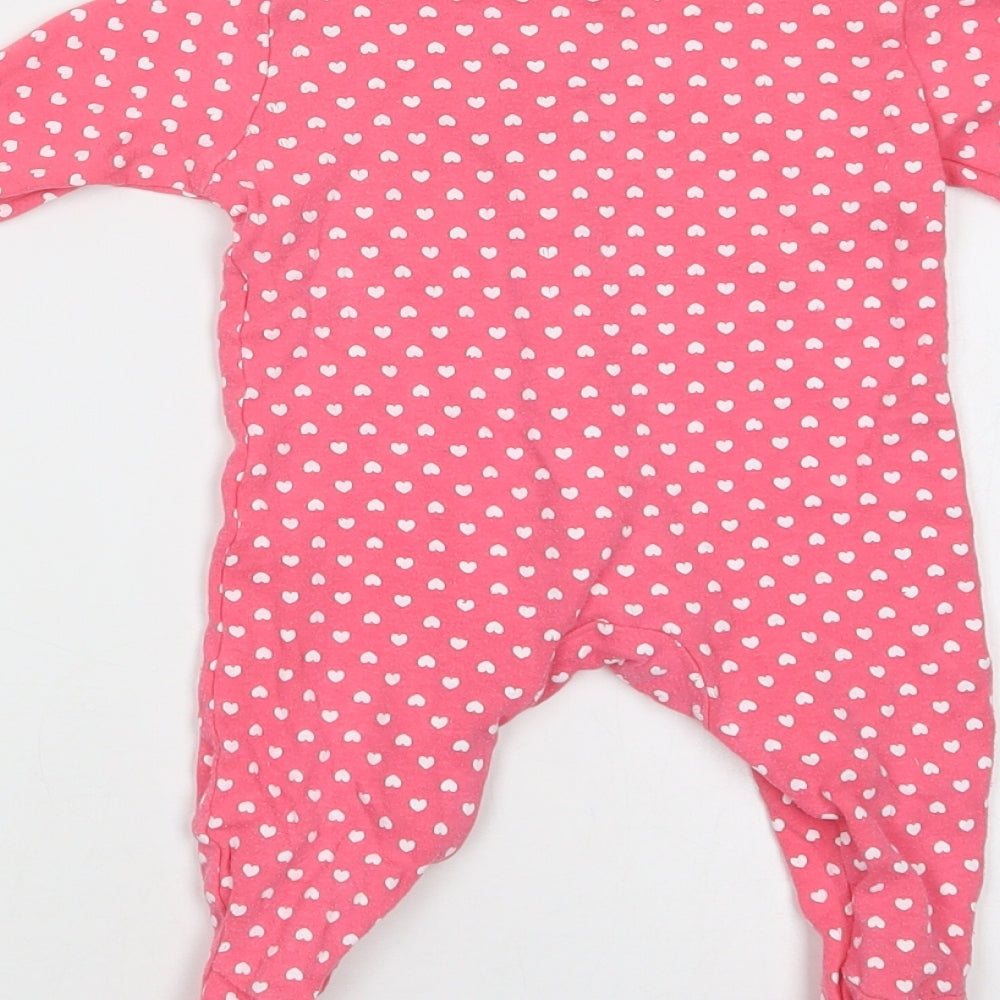 Primark Baby Pink Geometric Cotton Babygrow One-Piece Size 3-6 Months  Snap - Heart Print