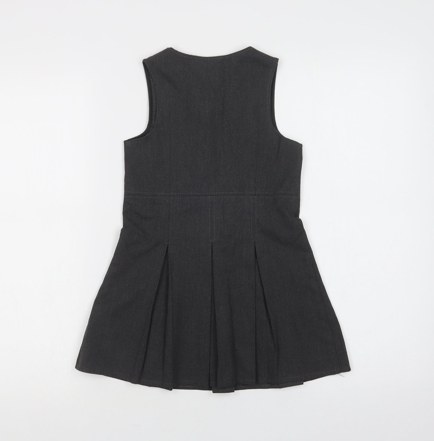 Marks Girls Grey  Polyester Pinafore/Dungaree Dress  Size 4-5 Years  Round Neck Zip - School Wear