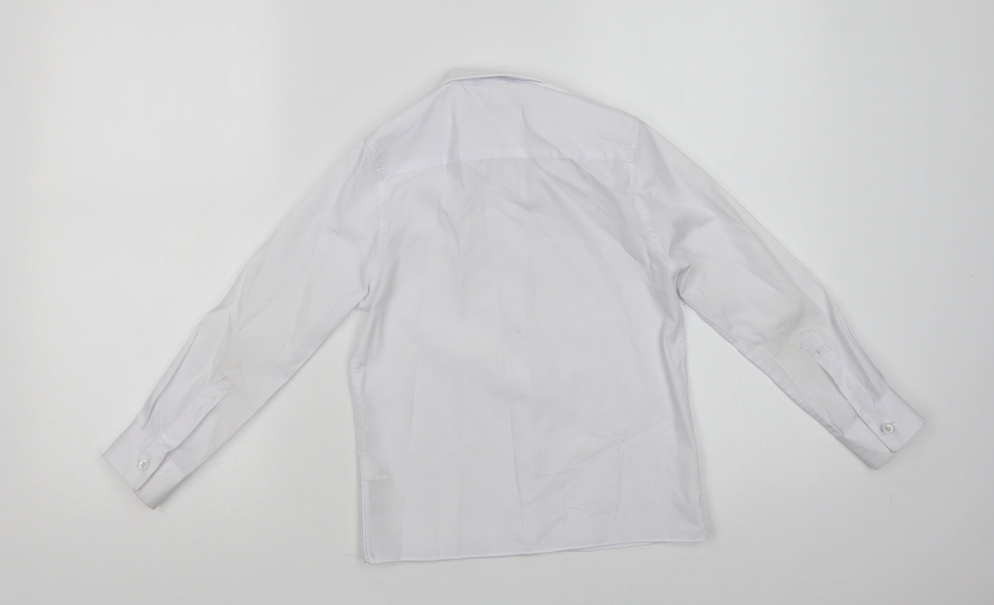 Marks and Spencer Boys White  Polyester Basic Dress Shirt Size 7-8 Years Collared Button - School Wear