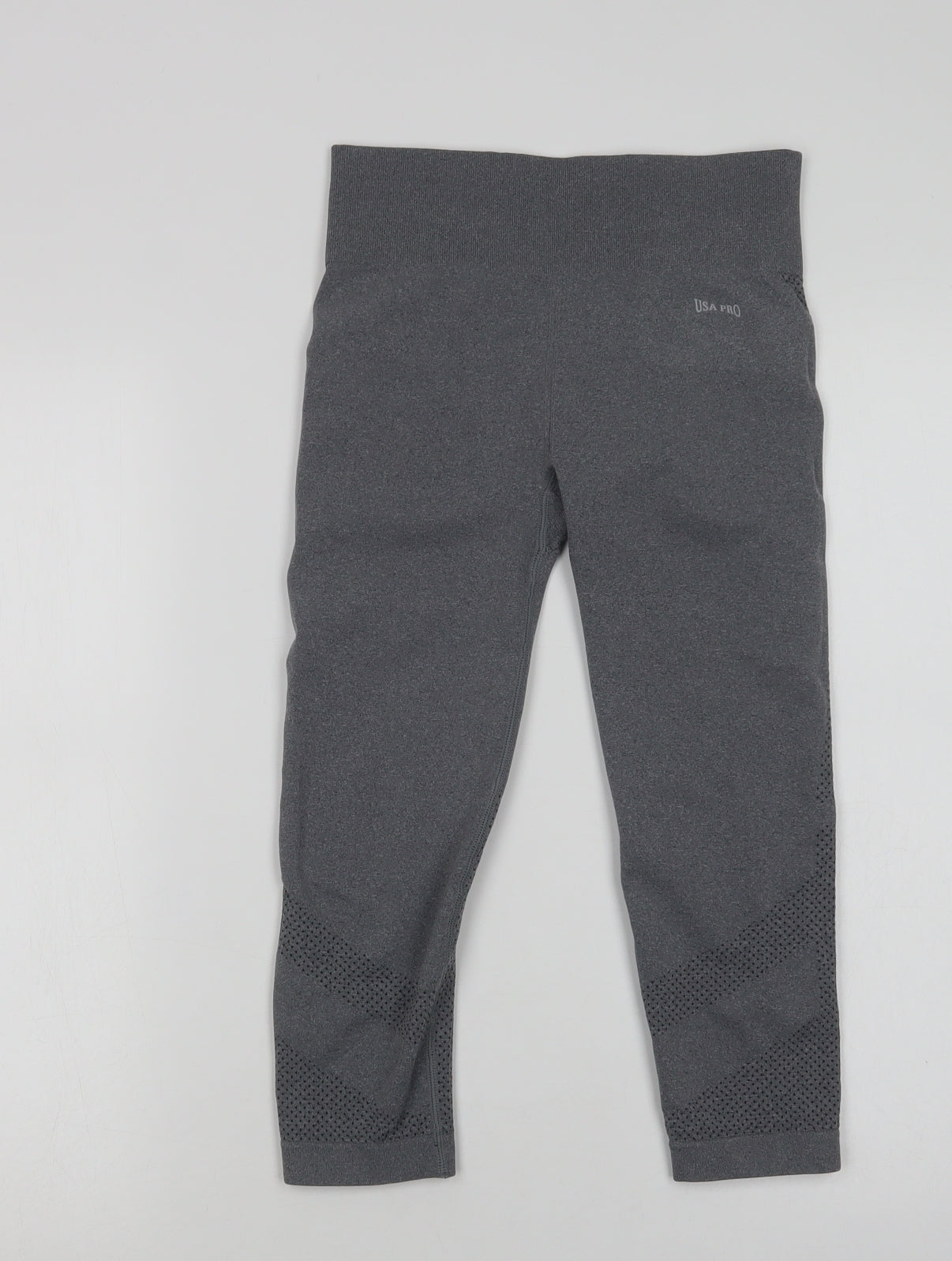 USA Pro Womens Grey  Polyamide Cropped Leggings Size S L19 in Regular