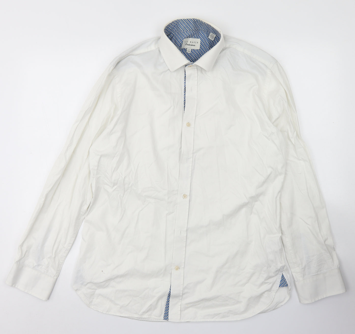 Ted Baker Mens White  Cotton  Dress Shirt Size 16 Collared Button