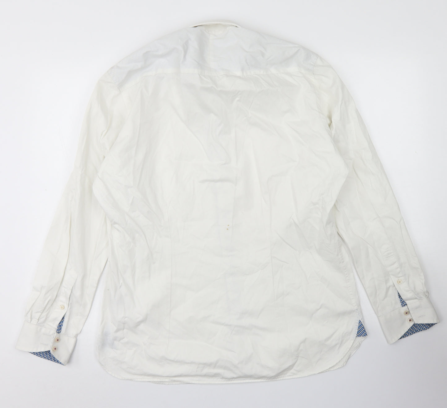 Ted Baker Mens White  Cotton  Dress Shirt Size 16 Collared Button