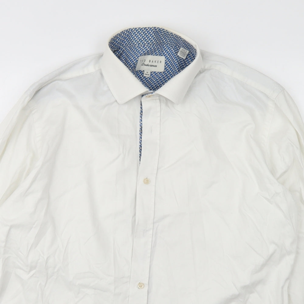 Ted Baker Mens White  Cotton  Dress Shirt Size 16 Collared Button