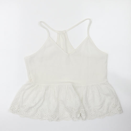SheIn Womens White  Polyester Camisole Blouse Size S Round Neck