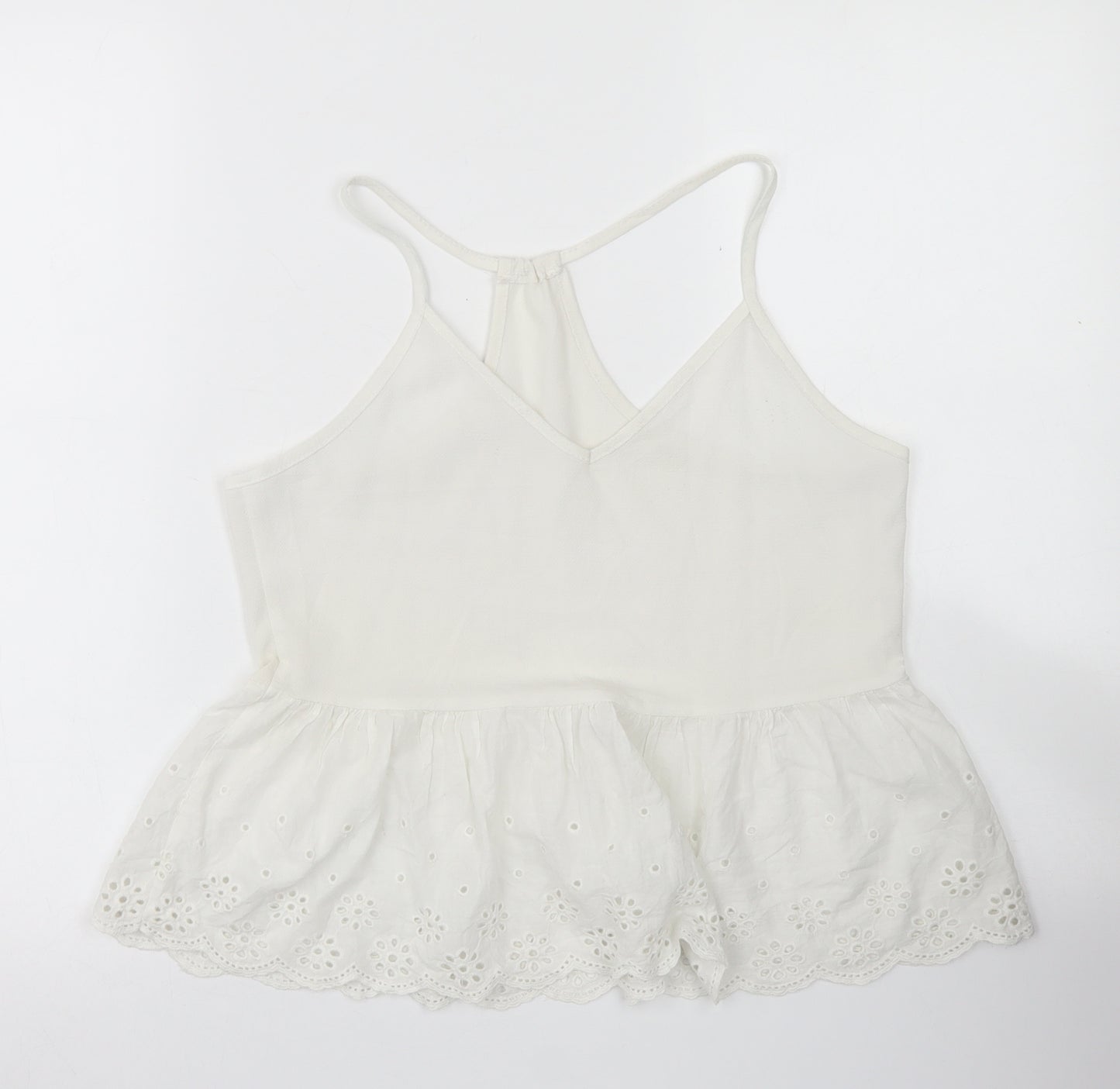 SheIn Womens White  Polyester Camisole Blouse Size S Round Neck