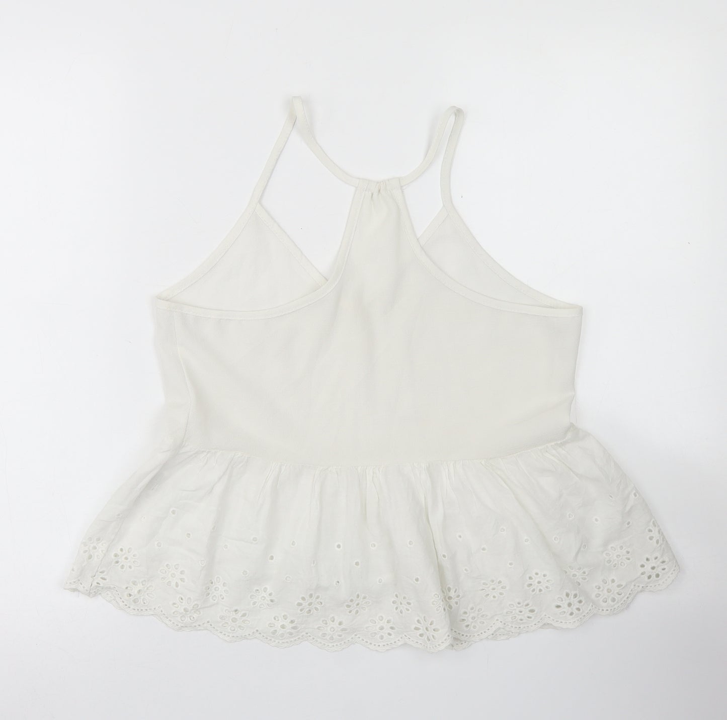 SheIn Womens White  Polyester Camisole Blouse Size S Round Neck
