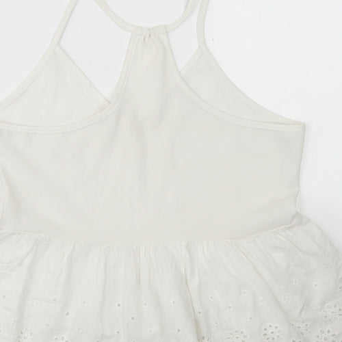 SheIn Womens White  Polyester Camisole Blouse Size S Round Neck