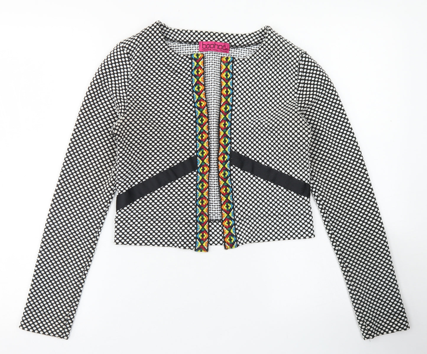 Boohoo Womens Black Polka Dot  Jacket Blazer Size 10