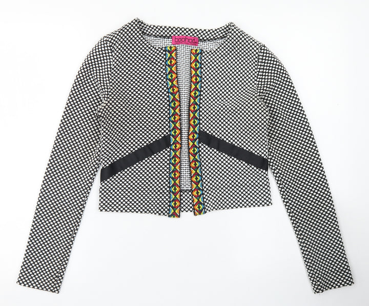 Boohoo Womens Black Polka Dot  Jacket Blazer Size 10