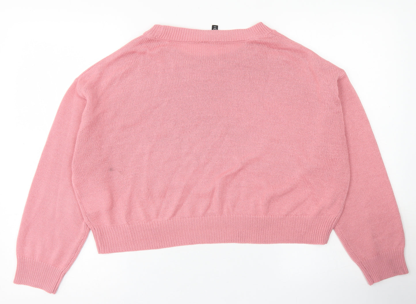 Divided Womens Pink Round Neck  Acrylic Pullover Jumper Size M   - Cropepd