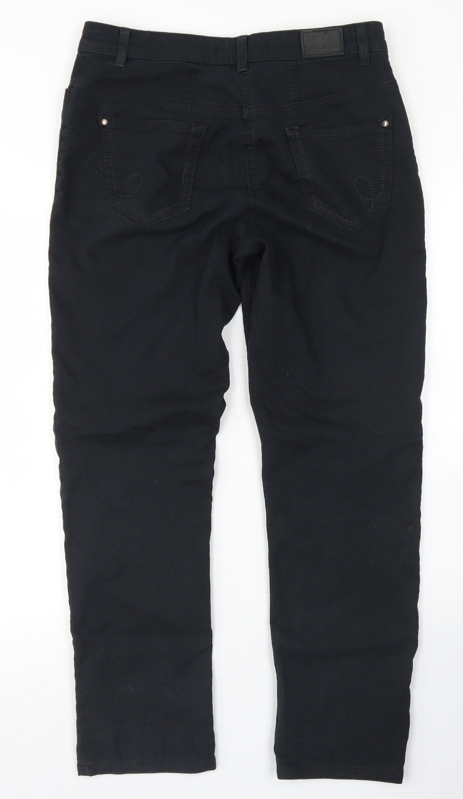 Olsen Womens Black  Cotton Straight Jeans Size 12 L27 in Regular Button