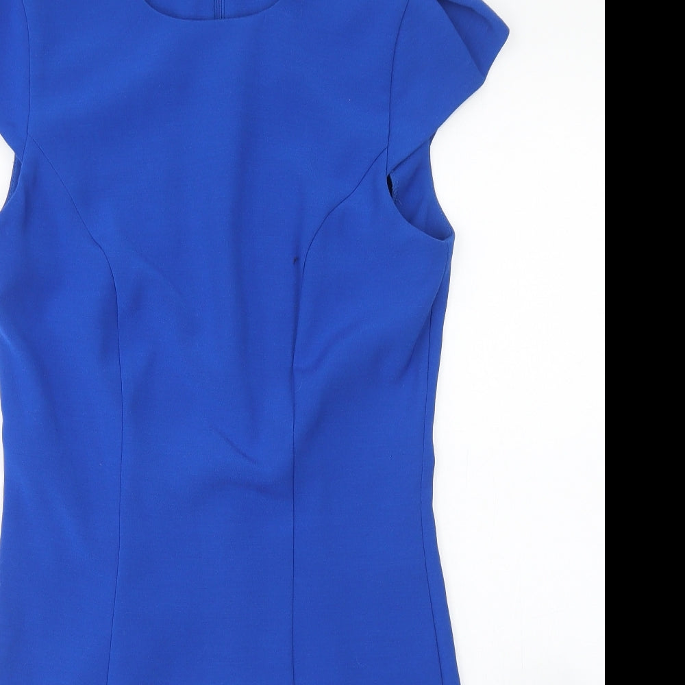 Atmosphere Womens Blue  Polyester Pencil Dress  Size 12  Round Neck Zip